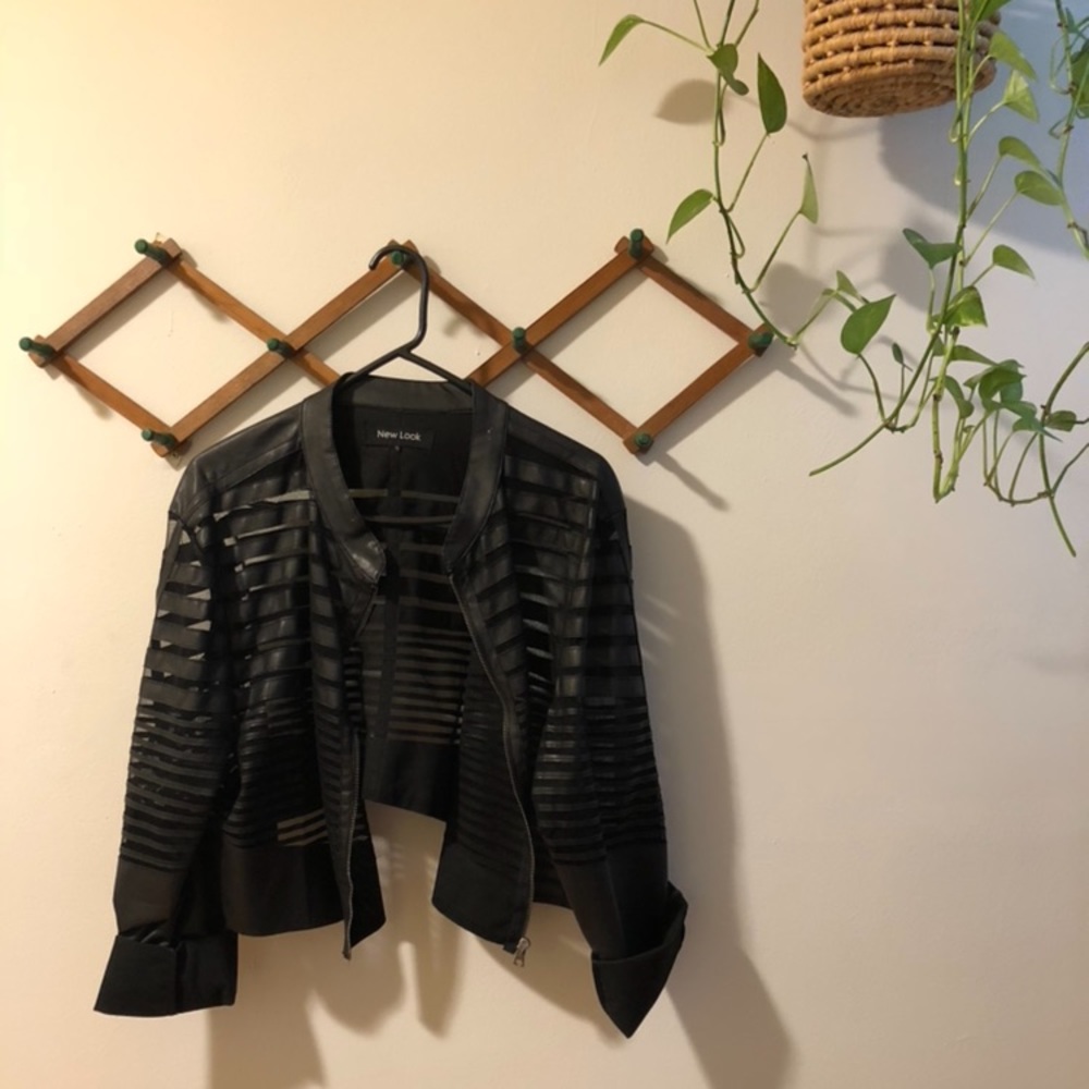 Faux paneled leather jacket
